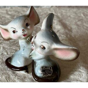 Vintage Mice Salt Shakers Pair Japan Anthropomorphic Design, Mid Century